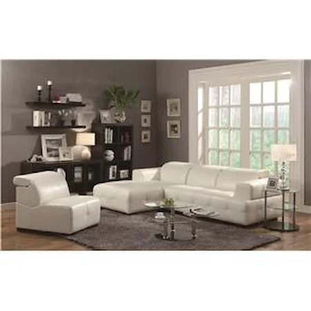 Contemporary Sectional Sofa with Wide Chaise and Adjustable Headrests